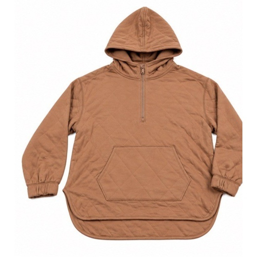 Old Navy Womens Quilted Quarter-Zip Tunic Hoodie Brown XL NWT